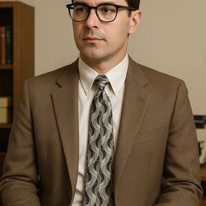 Vtg Pierre Cardin Gray & Black Abstract Wave Silk Tie USA Retro Office Party Int